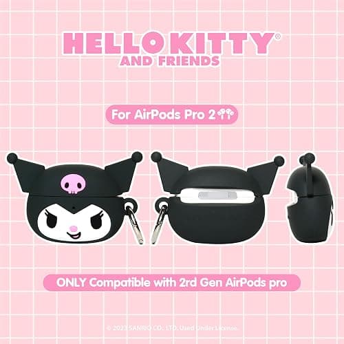 iFace Hello Kitty and Friends Cute Case [ Compatible with AirPods Pro 2 ] - Kawaii Silicone Protective Cover [Carabiner Clip Included] [Wireless Charging Compatible] – Kuromi thumbnail 2