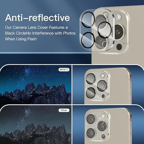 NEW'C 3X Privacy for iPhone 15 Pro Screen Protector (6.1 inches)+ 3X Camera Lens Protector, Sensor Protection, Case Friendly Tempered Glass Film + Dust Plug - Easy Installation Tool Included thumbnail 7