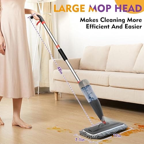 Spray Mop for Floor Cleaning with Washable Pads, Microfiber Wet Mops with 800 ml Refillable Bottle,Reusable Dust Mops with Sprayer for Hardwood Laminate Vinyl Tile Cleaning thumbnail 3