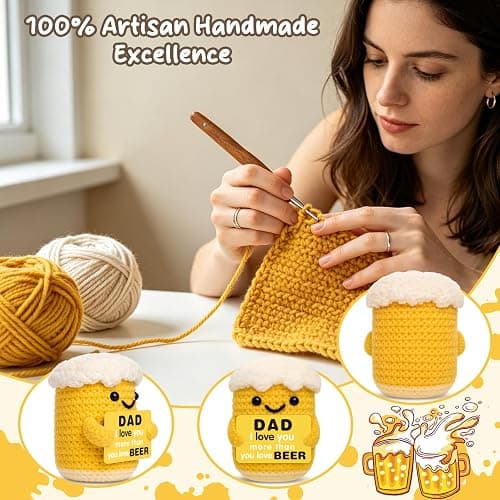 Funny Dad Gifts from Daughter Son Wife - Birthday Gift for Dads, Crochet Beer for Fathers Day Christmas Stuffer thumbnail 3