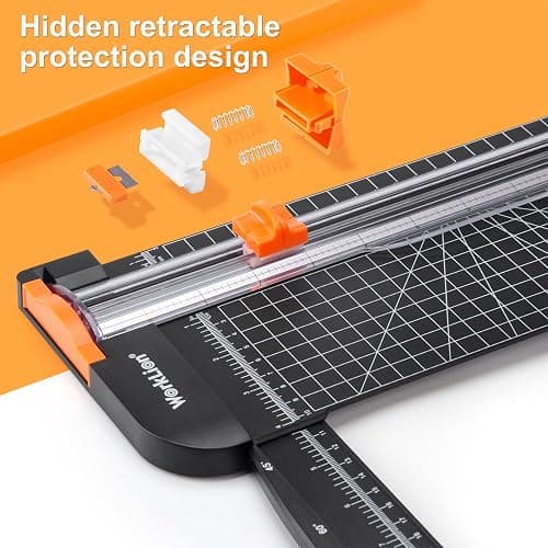 WORKLION Paper Cutter - A4 Paper Craft Cutter with Security Blade for Cut Gift Card, Coupon, Label, Cardstock, Photo, 12 inch Black Office Paper Trimmer - paper trimmer B - Paper Trimmer Black thumbnail 3
