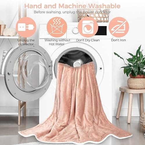 PROALLER Heated Blanket Electric Blanket Pink 50x60in, 10 Levels &1-9H Timer Auto-Off, Machine Washable, Soft Flannel Sherpa Full Body Warming, Sofa Bed Office Use, Heating Blanket thumbnail 6