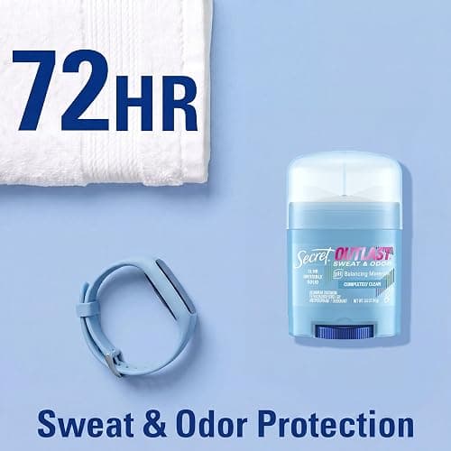 Secret Outlast Antiperspirant Deodorant for Women, 72hr Sweat & Odor Protection, PH Balancing Minerals, Invisible Solid, Completely Clean Scent, Travel Size, 0.5 oz thumbnail 4