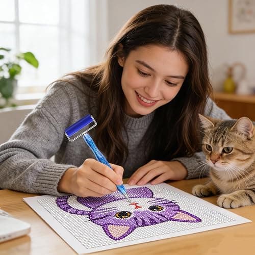 ZYNYXY 17PCS Ergonomic Diamond Art Pen Kits, with Multifunctional Metal Stainless Steel Screw Thin 1, 3, 6, 9, Tips, Correction Placers Roller Accessories(B-Green+ Purple+ Blue+ 5 PCS Tips) thumbnail 6