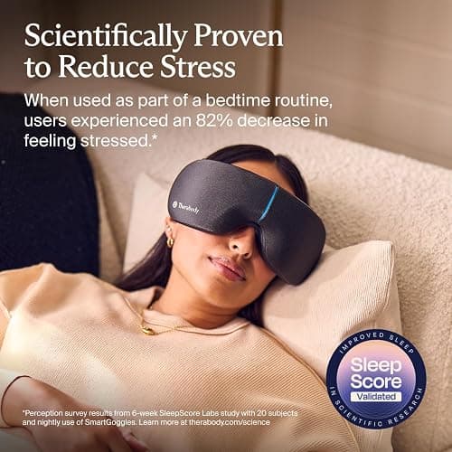 Therabody SmartGoggles (2nd Generation) Heated Eye Mask & Eye Massager - Blackout Sleep Mask & Temple Massage for Personalized Relaxation, Stress Relief & Headache Relief thumbnail 2