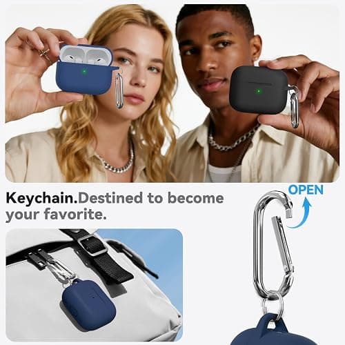 Ljusmicker for AirPods Pro 3 Case 2025 with Cleaner Kit,Silicone Protective Cases for Apple AirPods Pro 3rd Generation Case for Women Men,AirPod Pro 3 Cover Accessories with Keychain-Midnight Blue thumbnail 5