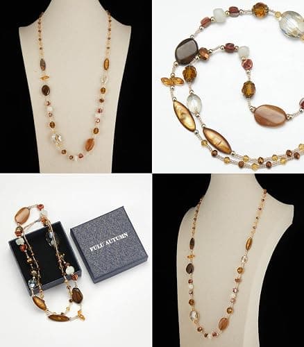 FULU AUTUMN Long Necklaces for Women Trendy Long Chunky Beaded Necklace Boho Fashion Costume Jewelry Mothers Day Gifts for Her thumbnail 6
