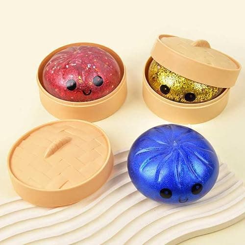 1/4Pcs Colorful Dumpling Stress Balls Fidget Toys - Stress Relief, Slow Rising, Simulated Steamed Bun Sensory Toy for Office Home Relaxation, Soft Ball Bun Squeeze Fidget Toy Multicolor thumbnail 4