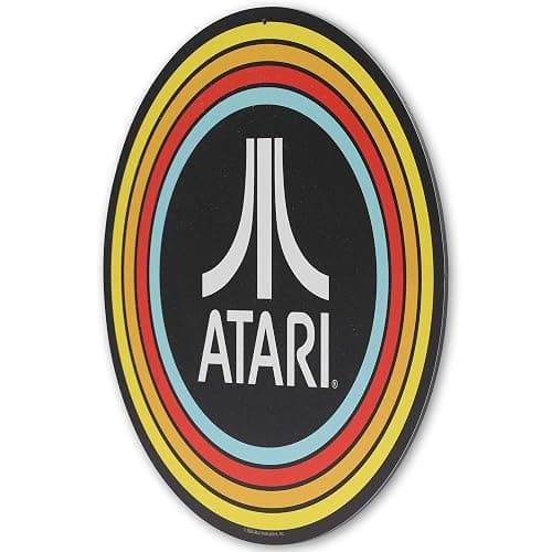 Open Road Brands Atari Vintage Stripes Round Metal Sign | Retro Atari Wall Decor for Game Room or Man Cave thumbnail 4
