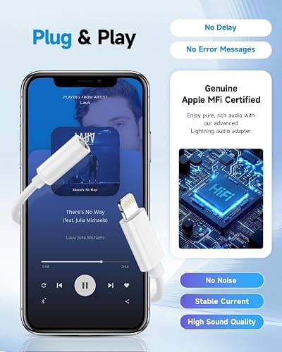 Apple MFi Certified Lightning to 3.5mm Headphone Jack Adapter -Premium Audio Quality & DAC Chip for Music Listening Car, Gym, Home Office, Compatible with iPhone 14/13/12/11/X/8/7 1Pack (White) thumbnail 4
