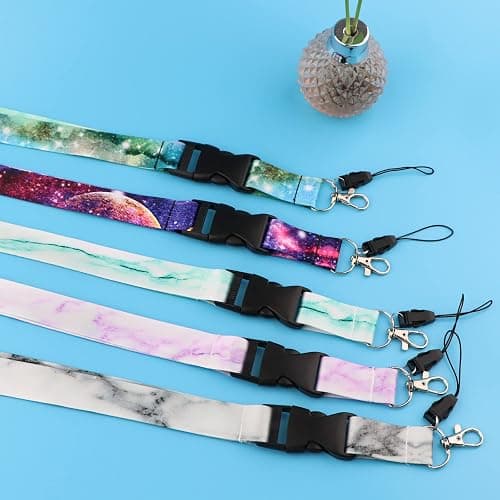Pink ID Lanyard Badge Holder Cute Keychain for Women Girls Teachers for ID Badge Breakaway Aesthetic Marble Lanyard for Keys School ID Holder thumbnail 5