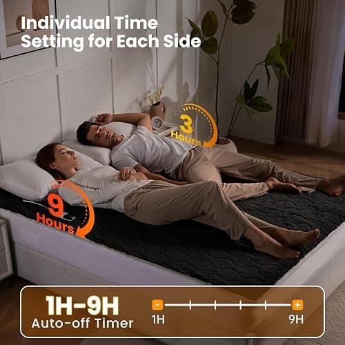 Bearhug Multi-Zone Electric Heated Mattress Pad Queen Size, Dual Control Bed Warmer with Memory & 11 Heat Level, 1-9H Auto Off, Individual Body &Feet Settings, Deep Pocket ETL Certified, Machine Wash thumbnail 3
