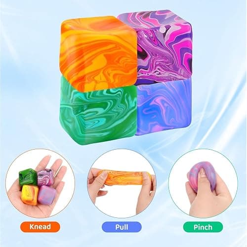 4Pcs Needoh-Nice Cube, Ice Cube Stress Relief Fidget Toys, Squishy Color Doh Cube Squeeze Toys for Kids Adults, Sensory Hand Exercise Stress Balls for Autism Anxiety Relief (small) thumbnail 4
