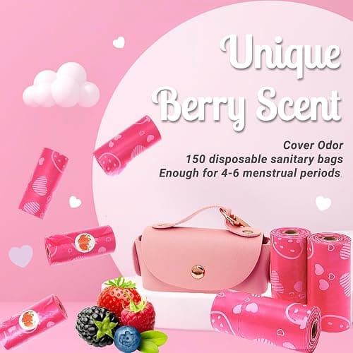 Eyryfui Sanitary Napkin Disposal Bags with Dispenser Feminine Hygiene Disposal Bags for Tampons Trash Bag, Personal Care Sanitary Bag for Women Privacy Handling (Pink) thumbnail 5