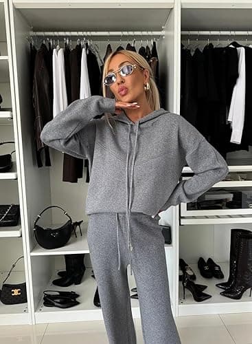 ZIZERY Womens Sweat Set 2 Piece Lounge Sets Comfort Hoodie Wide Leg Pants Matching Sweatsuits thumbnail 3