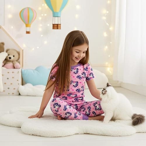 PATPAT Bamboo Viscose Pajamas Sets for Boys Girls Kids Toddler, 3 Pack Shorts & Pants Sleepers, Ultra-soft Snug Fit Pjs 2-12Y thumbnail 2