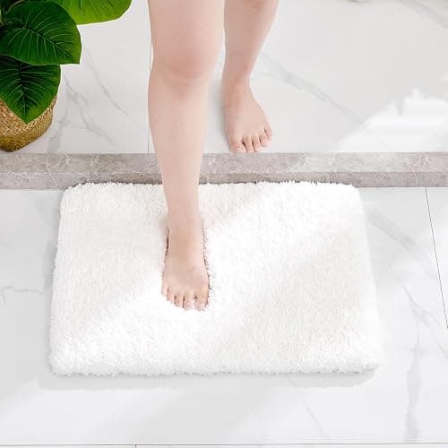 Disolla Small Bathroom Rugs 17x24 Non Slip White Fluffy Bath Mat for Bathroom Floor Machine Washable Plush Luxury Bath Rug for Tub Soft Shaggy Absorbent Shower Mat thumbnail 9