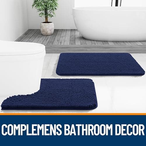 OLANLY Bathroom Rugs 30x20, Extra Soft Absorbent Chenille Bath Rugs, Rubber Backing Quick Dry, Machine Washable Bath Mats for Bathroom Floor, Tub and Shower, Home Decor Accessories, Twilight Sapphire thumbnail 7