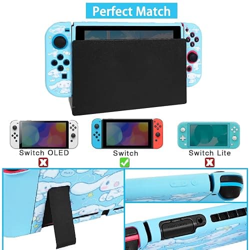 TIKOdirect Carrying Case for Switch, Cute Portable Travel Bag Accessories with Soft Protective Cover, Screen Protectors and Thumb Grip caps, Game Card Case 7in1, Blue - Switch - Blue thumbnail 3