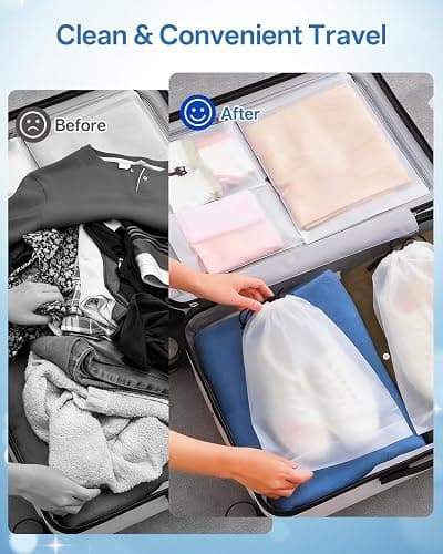 Teskyer Transparent Shoe Bags for Travel, 15.7" x 11.8" Waterproof Portable Travel Shoe Storage Bags for Packing - Travel Essentials for Men & Women, 6 PCS thumbnail 3