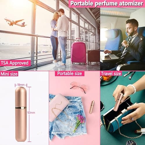 ANTOKX Travel Perfume Bottle Atomizer - 5ML Perfume Atomiser, Scent Pump Case, Leakproof Portable Perfume Sprayer for Women and Men (Black-1) thumbnail 5