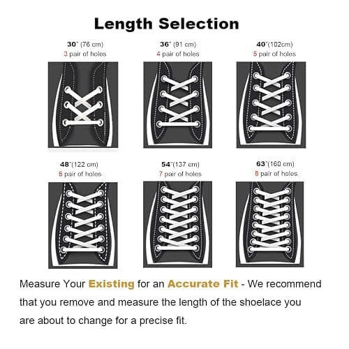 Stepace [2 Pairs Half Round Shoe Laces for Sneakers 76cm - 182cm Length 22 Color Shoelaces thumbnail 5