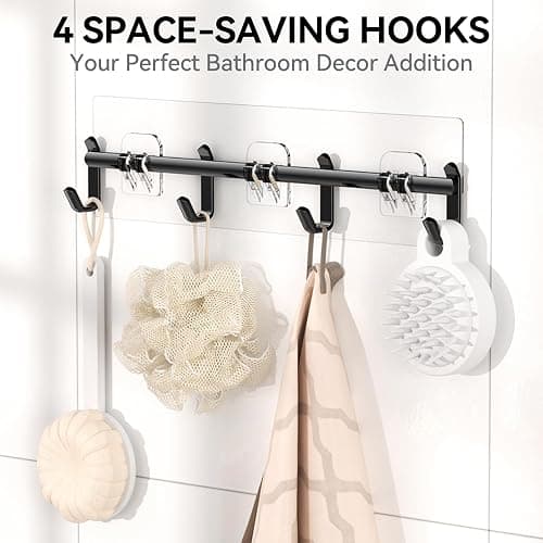 YASONIC Shower Caddy 6 Pack Rustproof shower Organizer, Large Capacity Shower Shelves for inside shower, Bathroom Organizers and Storage with Soap Holder and 12 Hooks, Adhesive Shower storage, Black - Black - XL size thumbnail 3