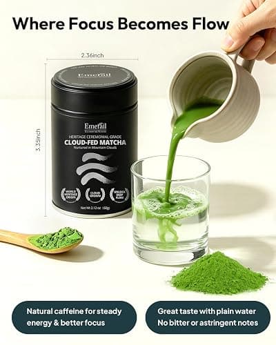 Emerail Ceremonial Grade Matcha Powder, 100% Pure Matcha Powder 60g/2.12oz | First Harvest Green Tea Matcha, Heritage Ceremonial Matcha, Cloud-Fed Matcha Tea Powder, Unsweetened, Vegan, Gluten-Free thumbnail 3