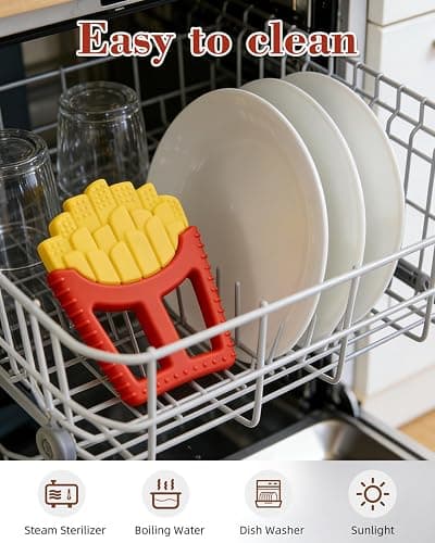 Chuya Easter Teether French Fry Baby Toys 0-6 6-12 12-18 Months,French Fries Shape Teething Toy Baby Teething Relief Infant Toys Sensory Toys for Babies Soothes Sore Gums Boys Girls Gift Easy-Grasp thumbnail 7