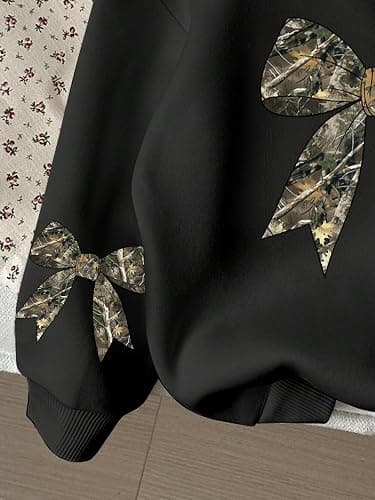 RoseSeek Girl's Bow Cheetah Leopard Hoodies Long Sleeve Pullover Tops Preppy Cute Sweatshirts Hoodies thumbnail 4