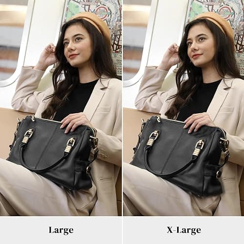 Kattee Top Handle Handbag for Women,Soft Genuine Leather Purses and Handbags Satchel Tote Shoulder Bag with Crossbody Strap thumbnail 2