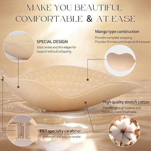 EIDOS Strapless Backless Sticky Push Up Bra - Invisible Adhesive Bra for Women with Nipple Covers 2025 thumbnail 3