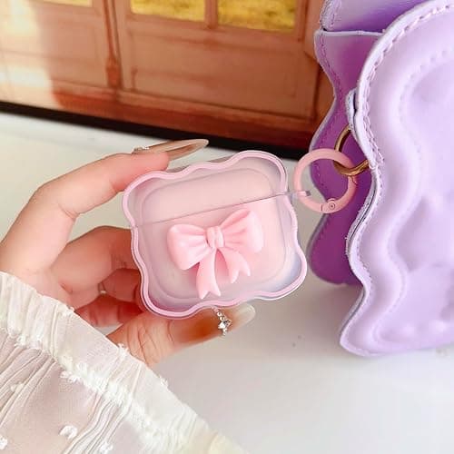 Cute AirPods 3rd Gen Clear Case, Girly 3D Bow Design Soft TPU Protective Shockproof Kawaii Airpods 3rd Generation Skin Cover with Cleaner Kit & Keychain Girls Women for Apple iPod 3 Gen -Pink Bow thumbnail 4