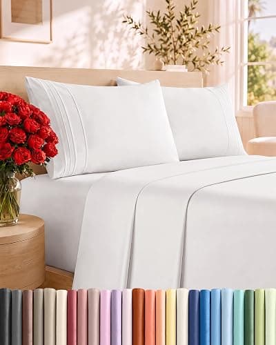 Full Size 4 Piece Sheet Set - Breathable & Cooling Sheets - Antique White | Hotel Luxury Bed Sheets for Women & Men, Deep Pockets, Easy-Fit, Extra Soft and Wrinkle Free Sheets, Oeko-Tex Bed Sheet Set - Image 1