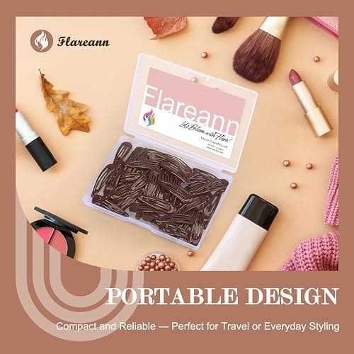 FLAREANN Glossy Brown Snap Hair Clips, 50 PCS Hair Barrettes for Women | non-slip metal design in warm neutral brown tones, everyday minimalist hair accessories, 2 Inch thumbnail 2