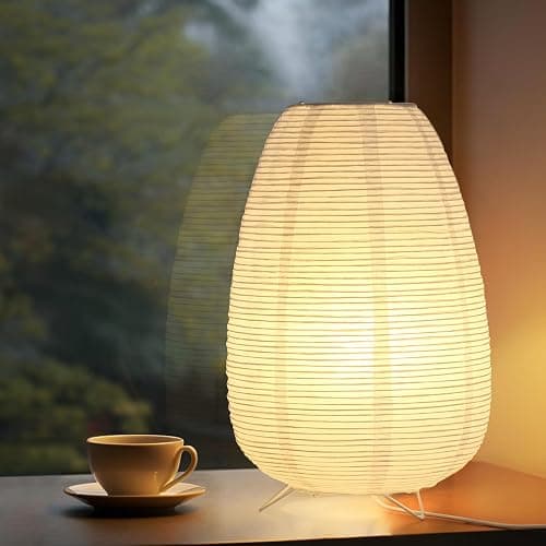 CMHSYTKE Small Rice Paper Lamp, Japanese Lamp Lantern Table Lamp, Paper Table Lamp, Lantern Lamps for Desk Bedrooms Bedside Night Light (Tower) thumbnail 7