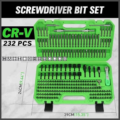 SWANLAKE 232-Piece Ultimate Screwdriver Bit Set, Cr-V Impact Driver Bit Set, Includes Security Bits, Nut Driver, Ratchet Wrench and Bits Holder thumbnail 2