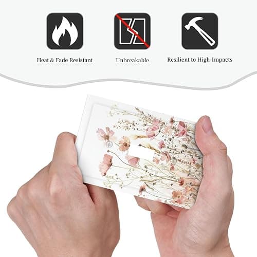 Boho Floral Watercolor Pink Wildflower Butterfly Decorative Light Switch Cover 1 Gang Single Toggle Device Electrical Faceplate Switchplates Decorator Outlet Wall Plate for Bedroom Living Room Decor thumbnail 6