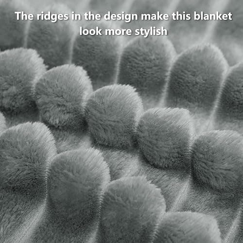 HIMEET Soft Light Grey Throw Blanket for Couch - 300GSM Cozy Fleece Blanket for Men, Cute Lightweight Blankets Birthday Gifts for Her Him, Valentines Spring Home Room Decor, Light Grey, 50x60 Inches thumbnail 4