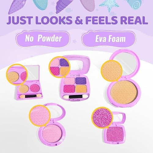 INNOCHEER Pretend Makeup for Toddlers Toys, Fake Makeup Mermaid Toys for Girls Purse, Toddler Makeup Kit Pretend Play Makeup Toys, Toy Mermaid Makeup for Kids, Gifts Toys for 3 4 5 6 7+ Year Old Girls thumbnail 3