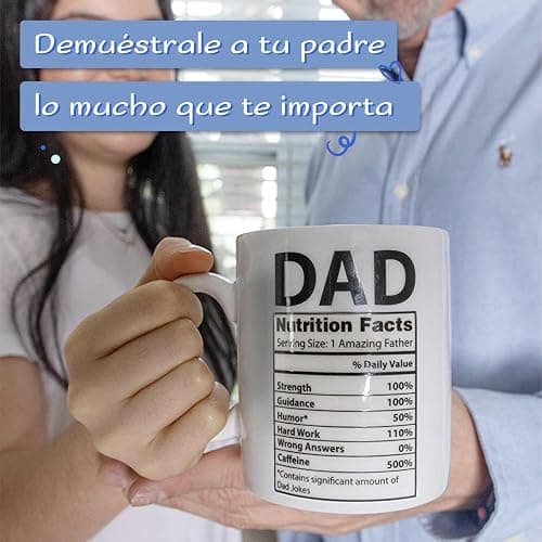 Light Autumn Funny Gifts for Dad - 11 oz Ceramic Dad Coffee Mug from Daughter or Son - Daddy Cup with Nutritional Facts - Thoughful Birthday or Father’s Day Present - White Mug for Morning Coffee thumbnail 2