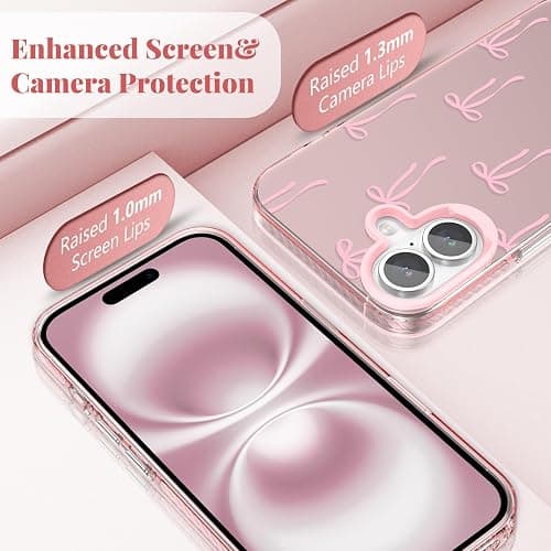 ZTOFERA for iPhone 17 Case,Cute Pink Ribbon Bow Tie Aesthetic Phone Case,Trendy Slim Hard IMD Shockproof Protective Bumper Phone Cover for Women Girls,Bow thumbnail 2