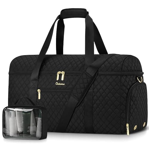 CLOKARS Travel Weekender Bags for Women: Overnight Bag with Shoe Compartment Large Travel Duffle Bag with Toiletry Bag Carry on Bag Personal Item Bag with Wet Pocket Hospital Bag for Women Black - Image 1