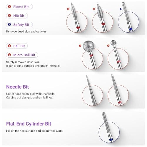 MelodySusie 21pcs Nail Drill Bit Set with Portable Holder Case, 3/32'' Ceramic Diamond Carbide Acrylic Gel Nail Art Tool Kit, Cuticle Remover Bit for Acrylic Dip Powder, Manicure Pedicure, Salon Home thumbnail 5