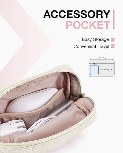 BAGSMART 15-15.6 Inch Laptop Case Sleeve for Women, Puffy Shockproof Laptop Bag with Accessories Pouch and Handle, Lightweight Computer Case Compatible with Dell, HP, MacBook Air/Pro, Natural Cream thumbnail 6