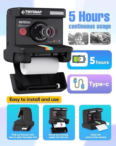 Eveedo Instant Print Camera for Kids,Dual Len Kids Cameras with 2.4 Inch Screen, Christmas Birthday Gifts for Girls Age 3-12, Portable Toddler Toy for 3 4 5 6 7 8 9 10 Year Old Girls Boys (Black) thumbnail 6