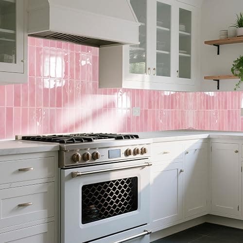 Art3d 11.4 x 9 Inch Heavy-Duty Peel and Stick PVC Backsplash for Home Décor, 10-Pack PVC Wall Tiles for Kitchen Countertop, Pink Marble thumbnail 2