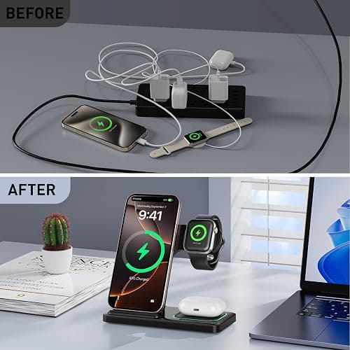 2025 Traveling Portable Wireless Fast Charger for Apple & Android Charging Station 3 in 1 Charging for iPhone17 16 15 14 13 12 11,Apple Watch & Air pods 4 3 2 Pro,Samsung Galaxy-Gifts for Family thumbnail 6