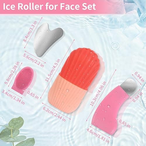 EUHBLE 3-in-1Face Ice Roller, Stainless Steel Gua Sha & Cleansing Brush Set | DIY Cold Therapy Kit for Puffiness Brighten Facial Lift,Reusable Spa Tools for All Skin Types Self-Care Gift for Women thumbnail 7