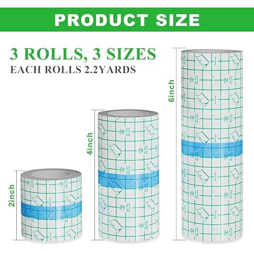 3 Rolls Tattoo Aftercare Bandage - Jconly Waterproof Tattoo Film Second Skin Tattoo Cover Up Patch Tape Healing Wrap Tattoo Supplies for Swimming, Shower, Wound Initial Healing(2 Inch, 4 Inch, 6 Inch) thumbnail 2